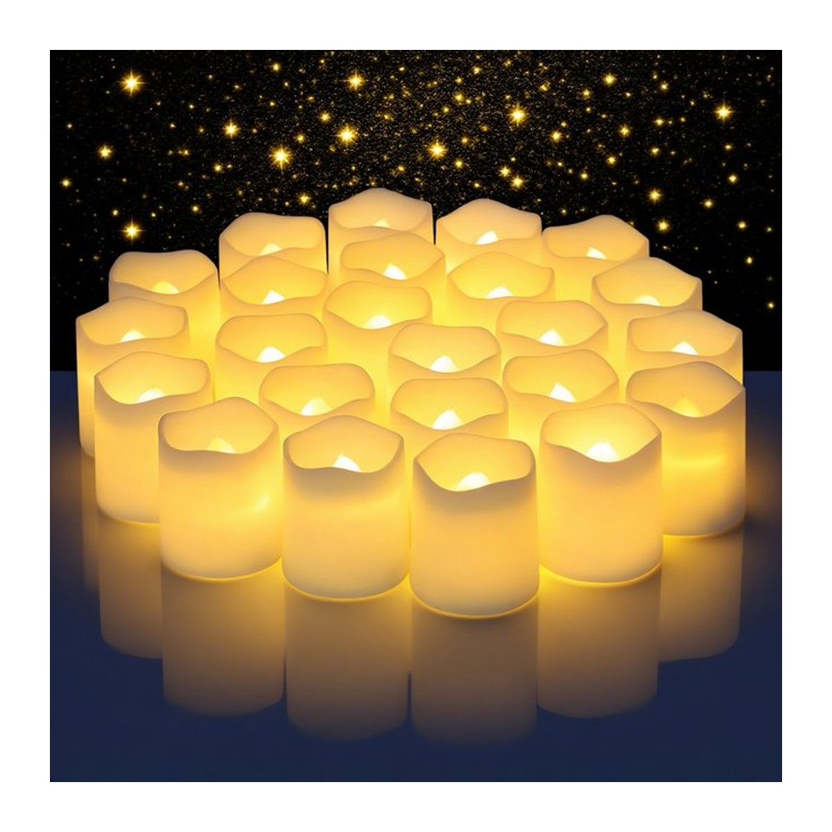 24er Set Flammenlose LED Teelichter in Weiß mit Flackereffekt für Dekoration zu Halloween, Hochzeit und Weihnachten - Bild 1