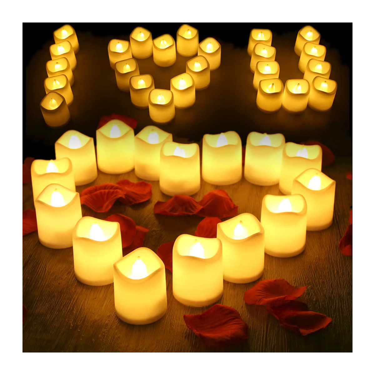 24er Set Flammenlose LED Teelichter in Weiß mit Flackereffekt für Dekoration zu Halloween, Hochzeit und Weihnachten - Bild 4