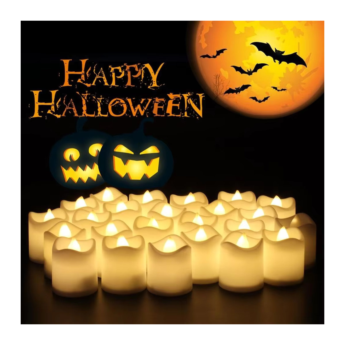 24er Set Flammenlose LED Teelichter in Weiß mit Flackereffekt für Dekoration zu Halloween, Hochzeit und Weihnachten - Bild 5