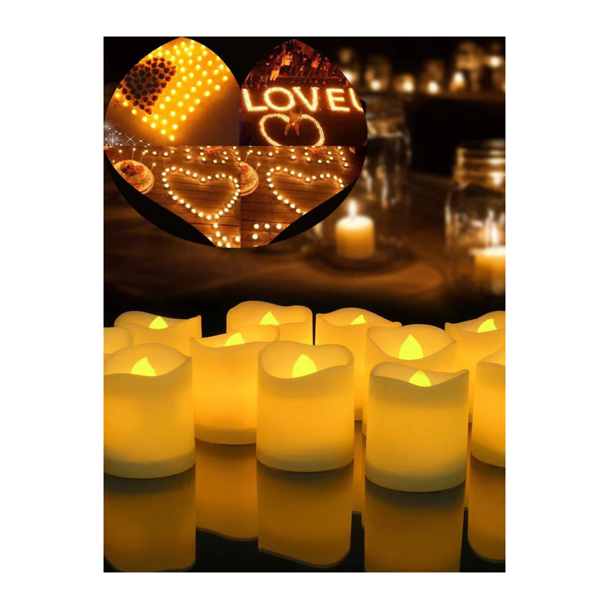 24er Set Flammenlose LED Teelichter in Weiß mit Flackereffekt für Dekoration zu Halloween, Hochzeit und Weihnachten - Bild 7