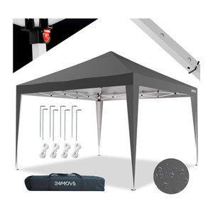 24MOVE® Pavillon Santos Pop-Up Partyzelt Grau, B/T: 300 x 300 cm, UV-Schutz 50+ und wasserdicht