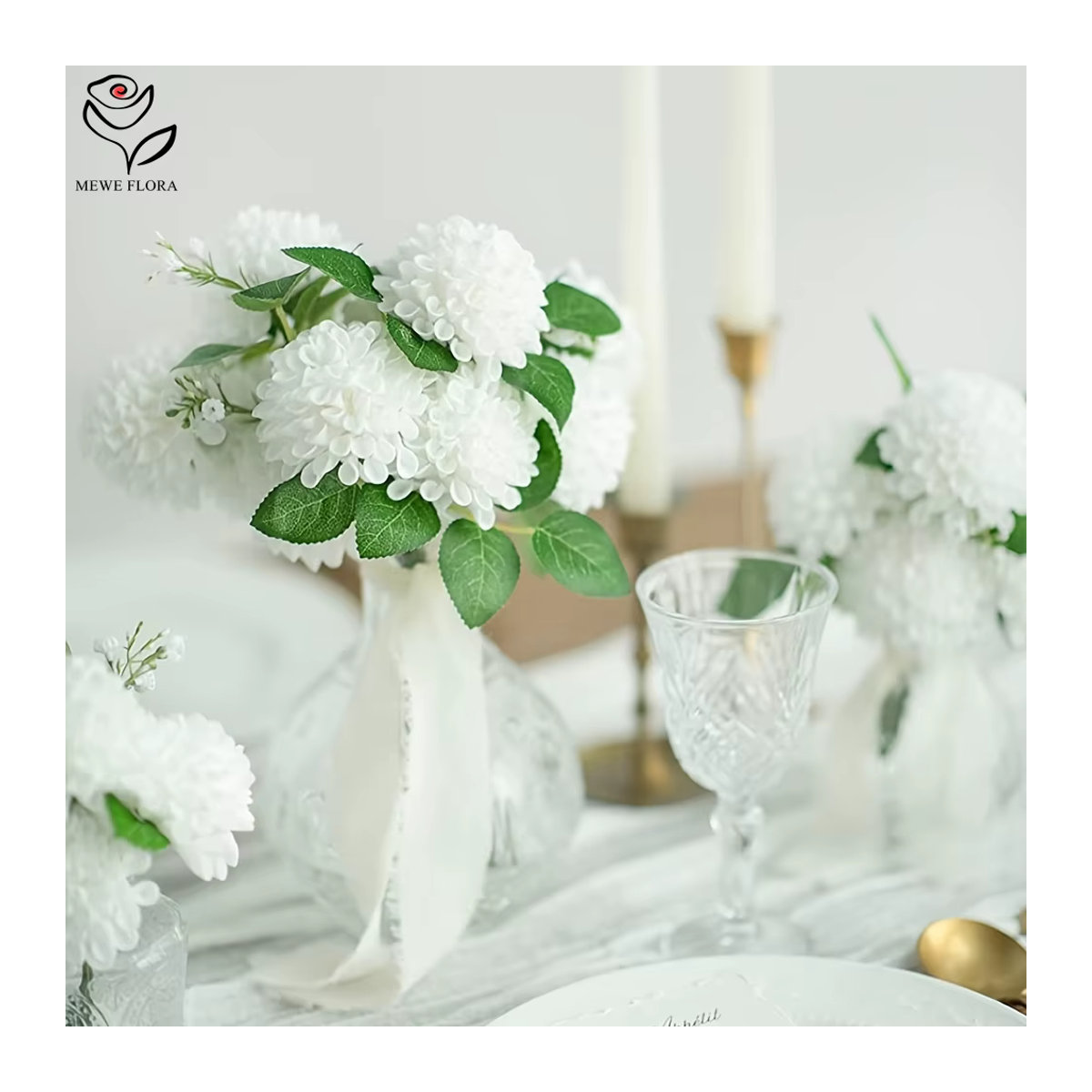 25 Stück künstliche Hortensien in Weiß von YN HI FLOWER als Dekoration für Hochzeiten und Wohnkultur - Bild 4