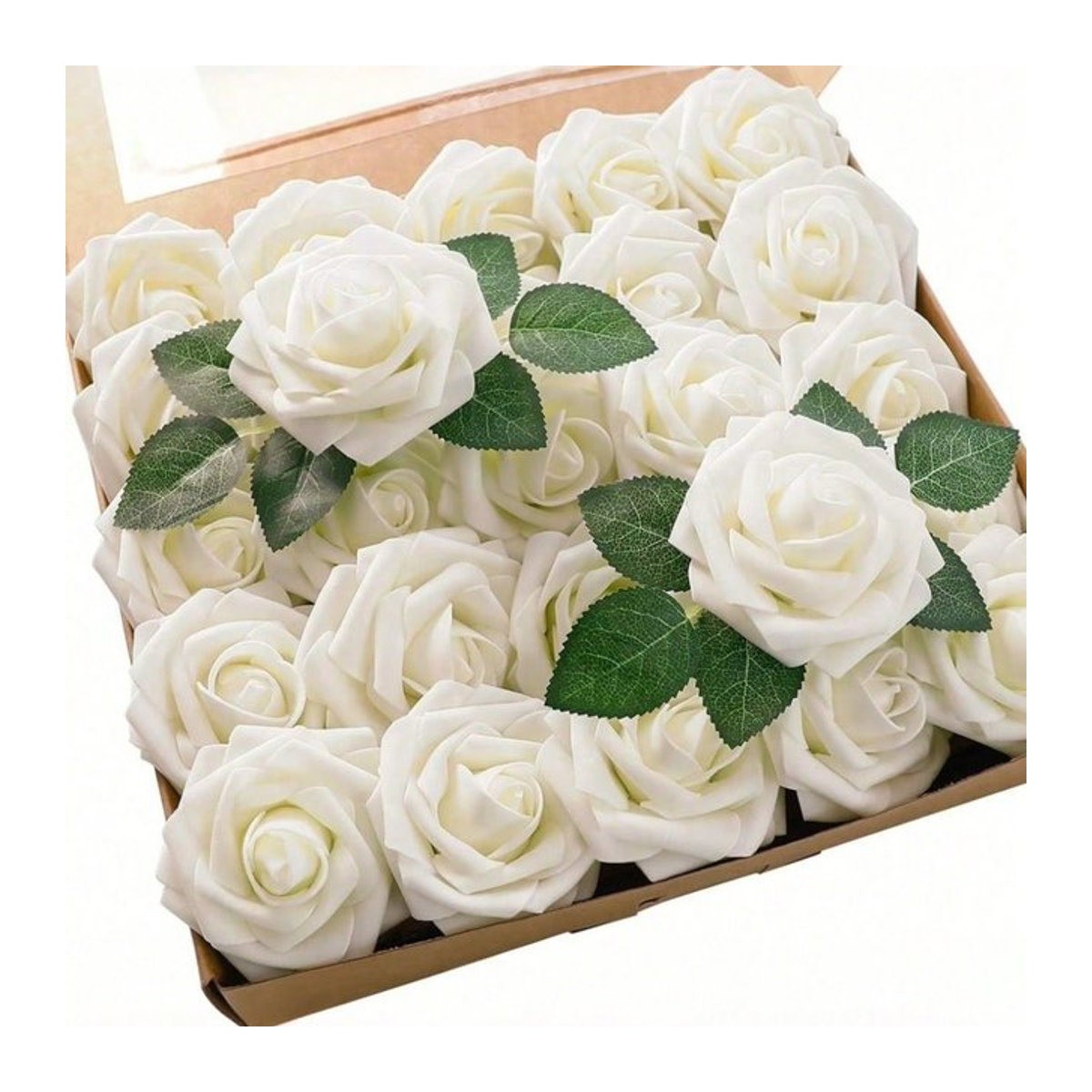 25 Stück künstliche Rosen aus Schaumstoff von MENGHAO in Pink und Weiß für Hochzeit und Valentinstag - Bild 1