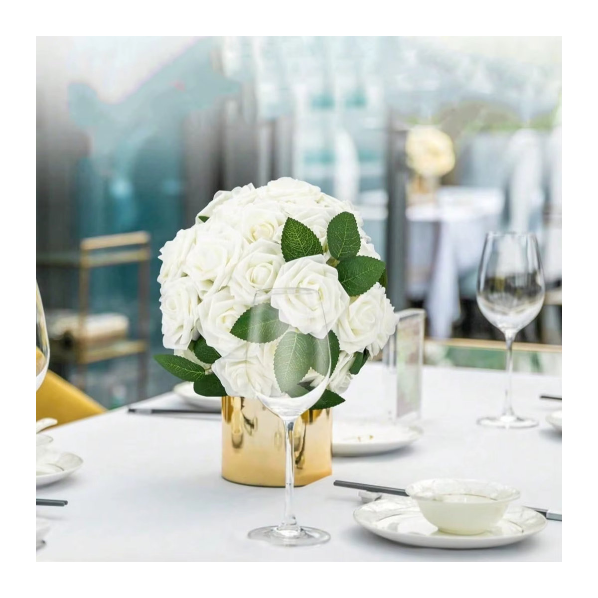 25 Stück künstliche Rosen aus Schaumstoff von MENGHAO in Pink und Weiß für Hochzeit und Valentinstag - Bild 3
