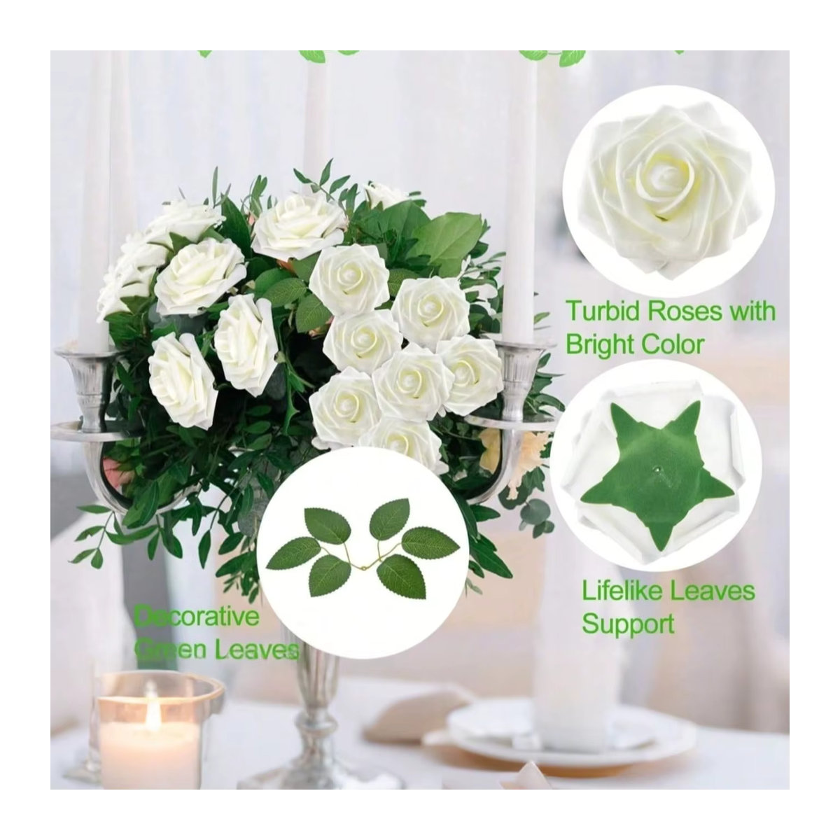25 Stück künstliche Rosen aus Schaumstoff von MENGHAO in Pink und Weiß für Hochzeit und Valentinstag - Bild 4