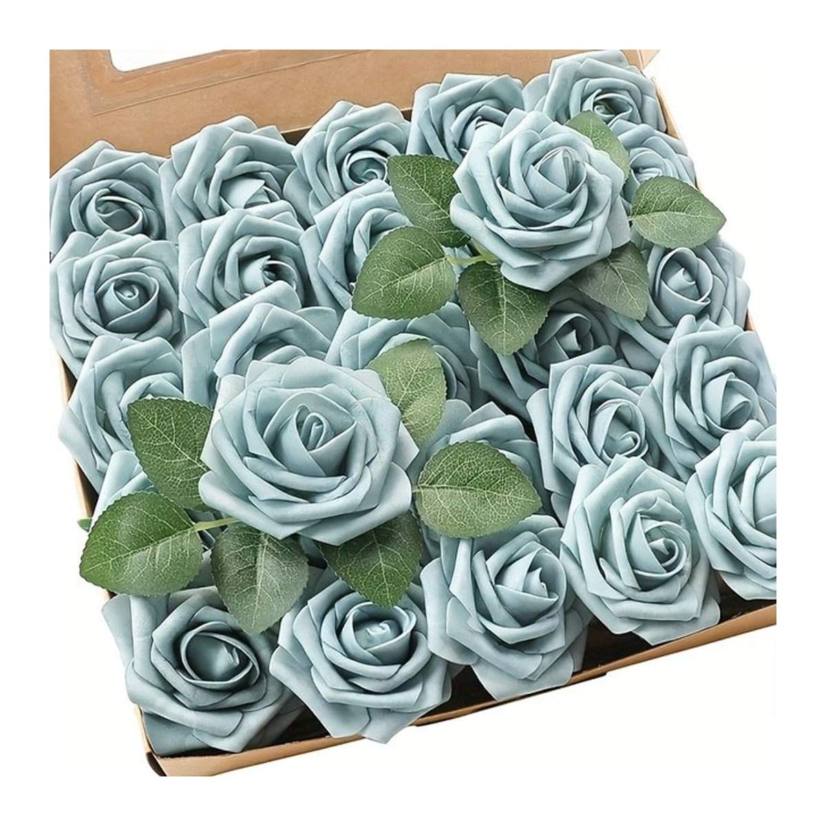 25 Stück Künstliche Rosen in Blau mit Stielen aus Schaumstoff für Hochzeitsdekorationen - Bild 1