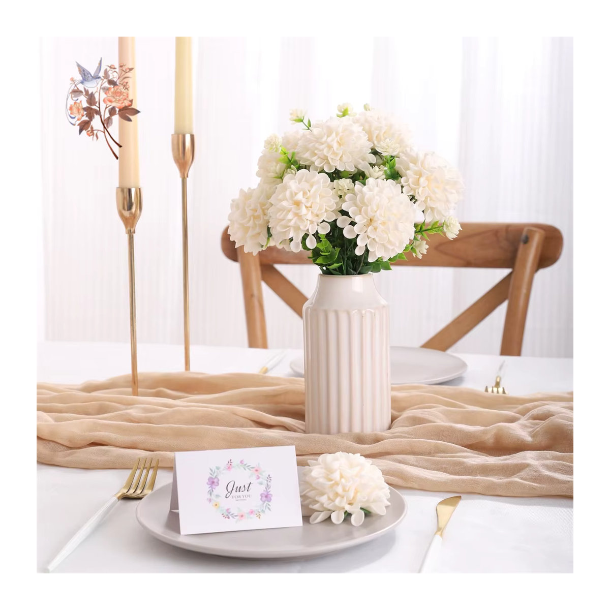 25 Stück künstliche Schaumstoff-Dahlien und Gänseblümchen mit Stiel in Pink und Weiß von YN HI FLOWER für - Bild 3