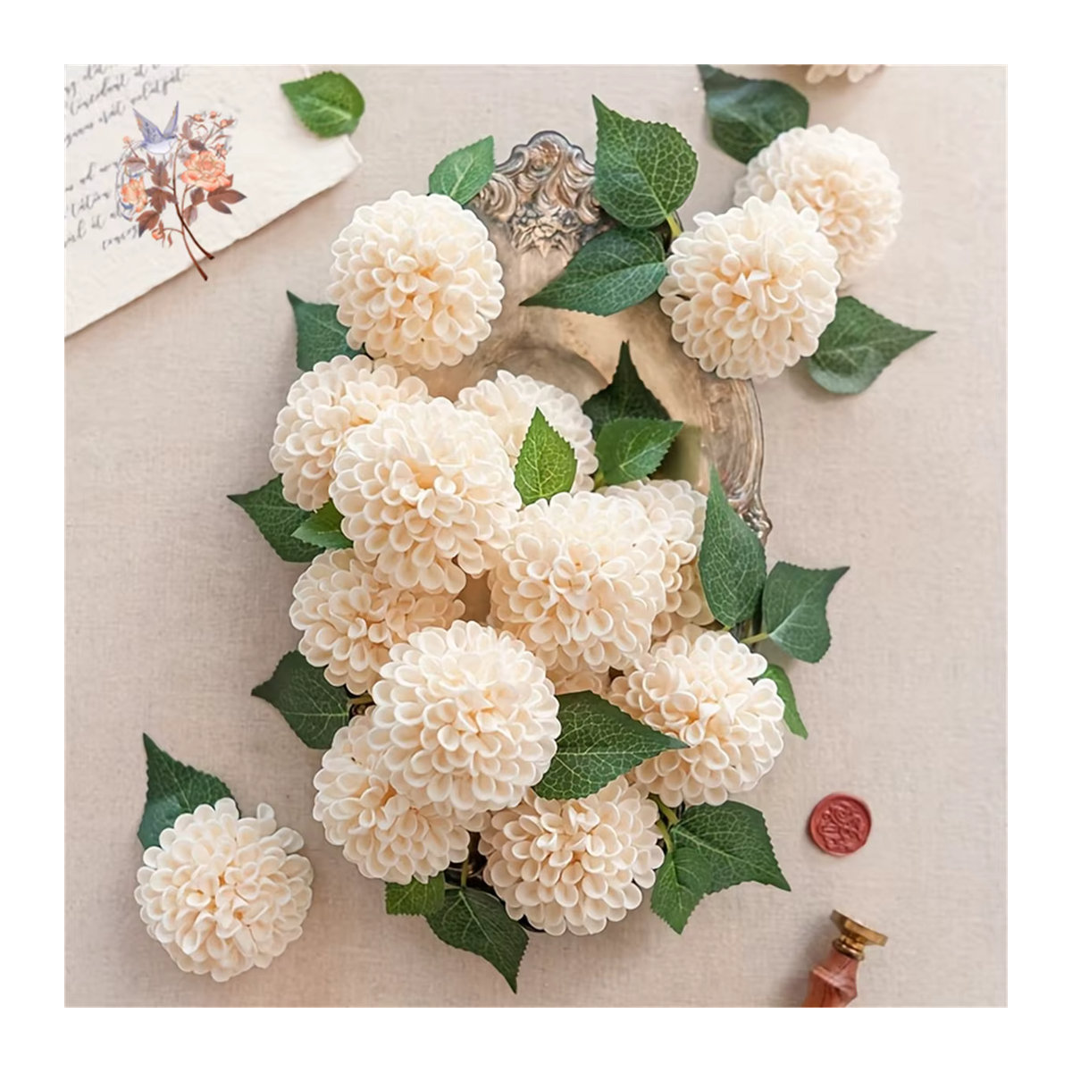 25 Stück künstliche Schaumstoff-Dahlien und Gänseblümchen mit Stiel in Pink und Weiß von YN HI FLOWER für - Bild 4