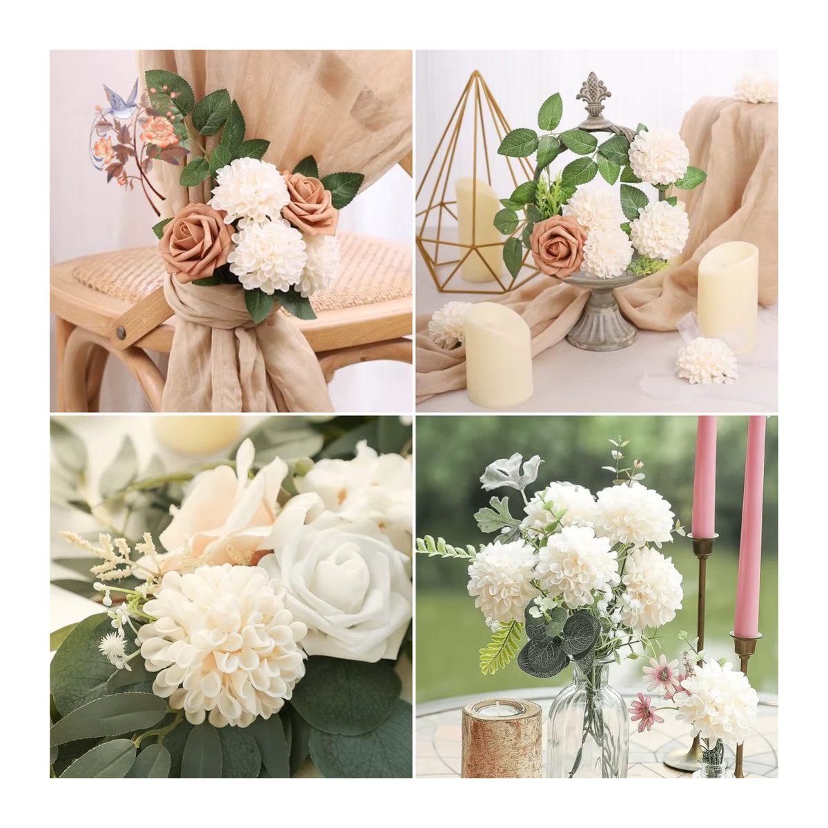 25 Stück künstliche Schaumstoff-Dahlien und Gänseblümchen mit Stiel in Pink und Weiß von YN HI FLOWER für - Bild 5