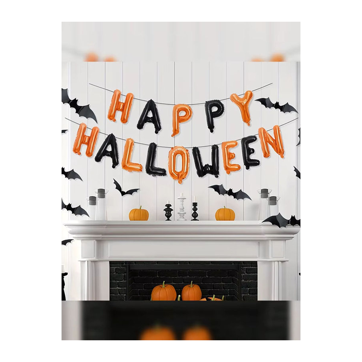26-teiliges Halloween Dekorationsset mit Ballons und Fledermaus Wandaufklebern in Schwarz und Orange - Bild 6