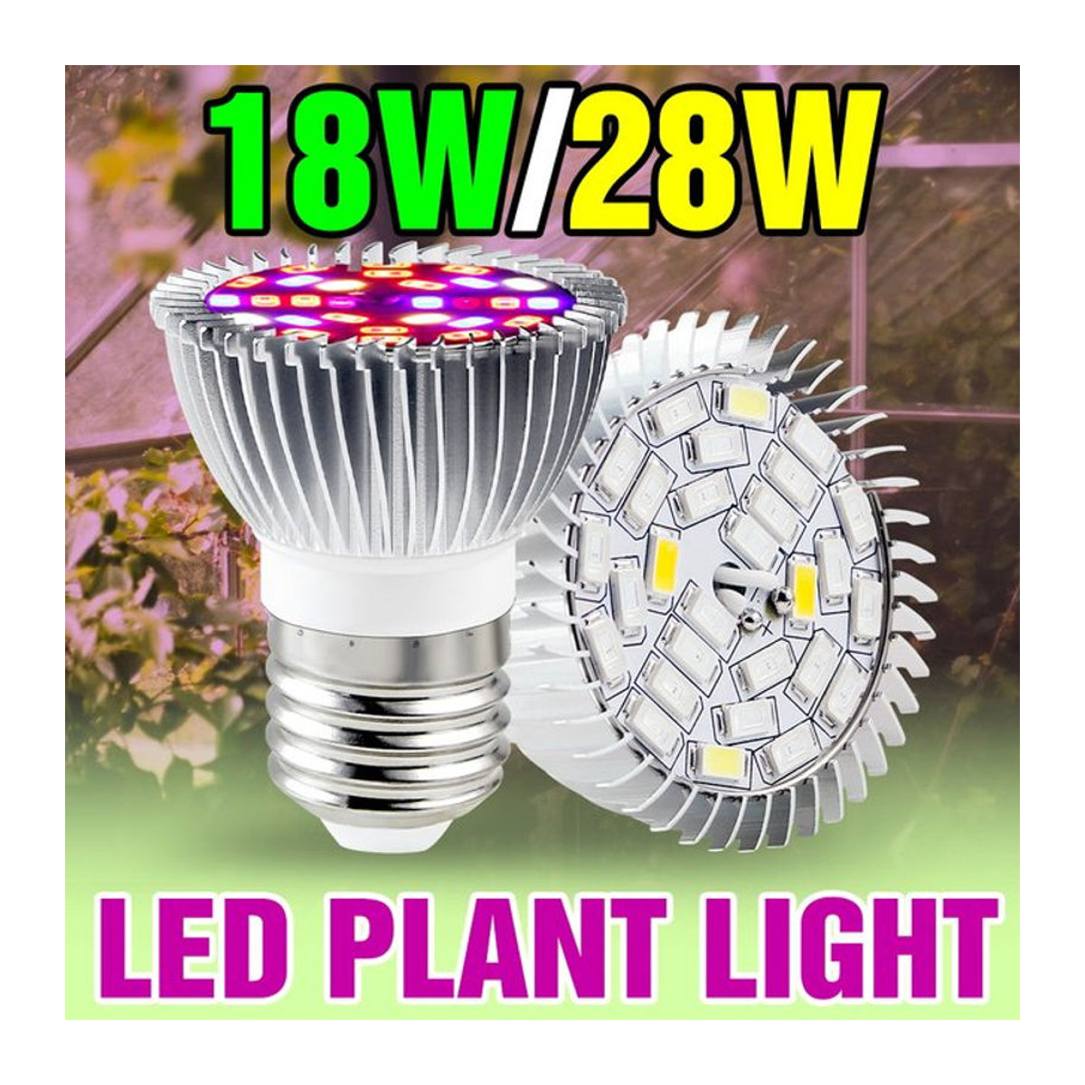 28W LED Pflanzenlampe E27 Vollspektrum mit IR und UV für Indoor Growbox und Zimmerpflanzen aus Aluminium - Bild 1