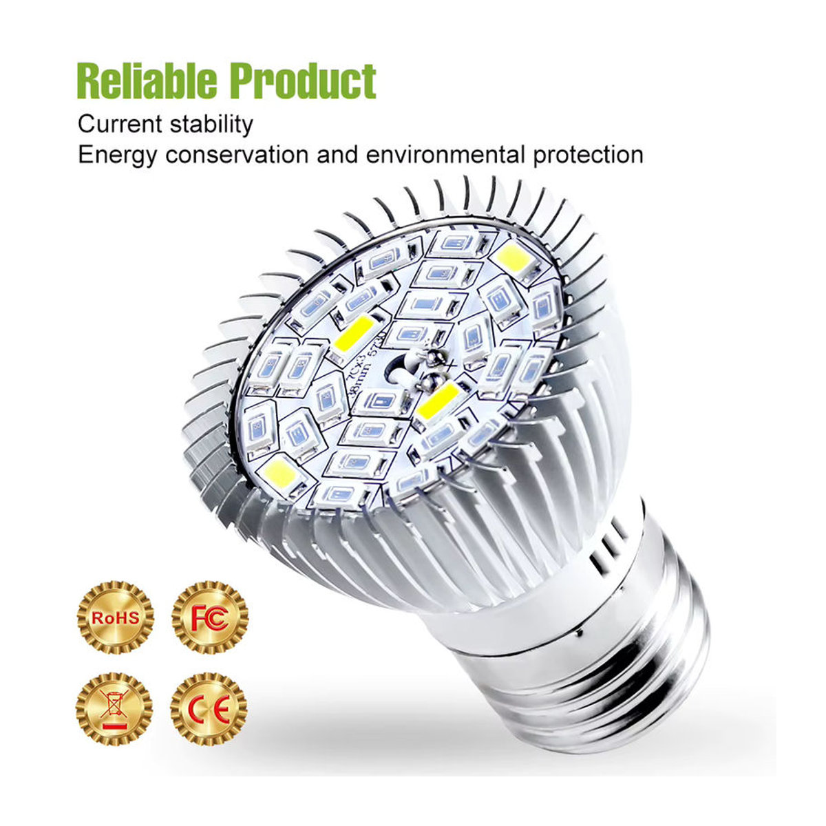 28W LED Pflanzenlampe E27 Vollspektrum mit IR und UV für Indoor Growbox und Zimmerpflanzen aus Aluminium - Bild 3