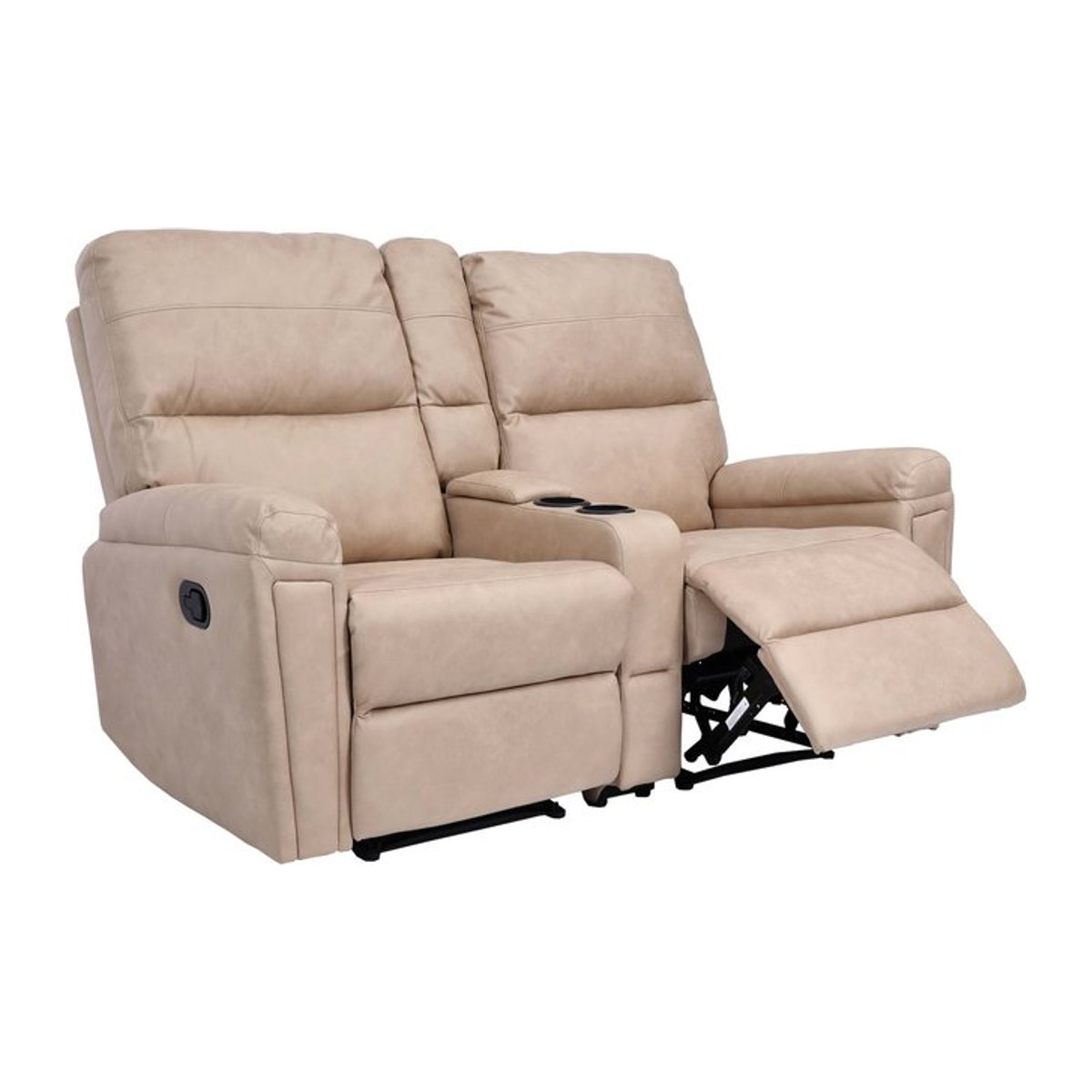 2er Kinosessel MCW-K17 Relaxsessel mit Nosagfederung und Getränkehalter in Beige aus Stoff - Bild 1