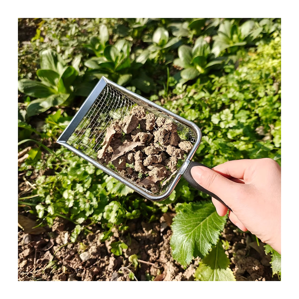 2er-Pack Garten-Bodensieb mit Griff und 3,8 mm/5 mm Netz für Sand, Kompost, Felsen und Schmutz - Bild 4