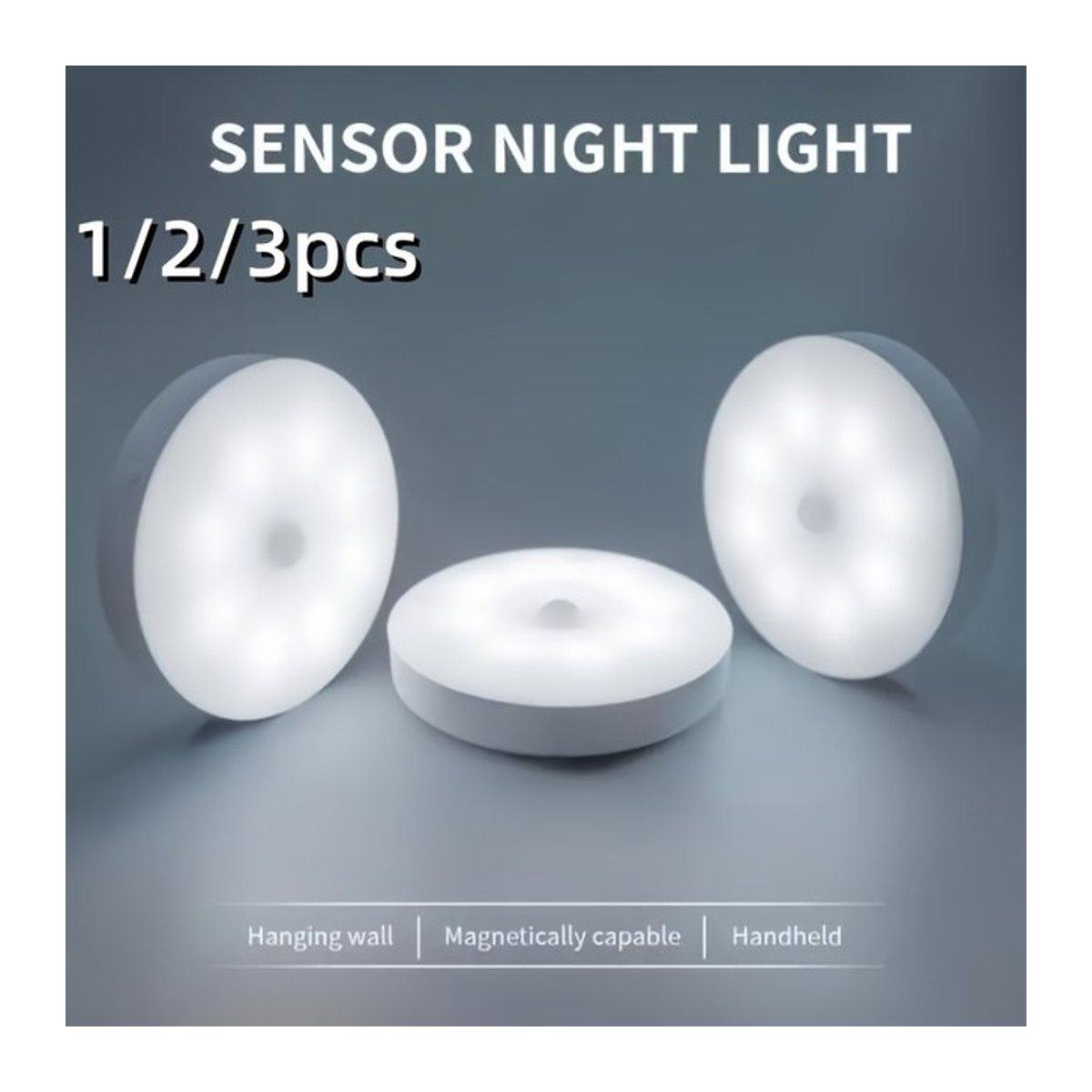 2er-Pack LED Bewegungssensor-Nachtlichter in Weiß mit USB-Steckdose für automatische Beleuchtung an Treppen und Fluren - Bild 1