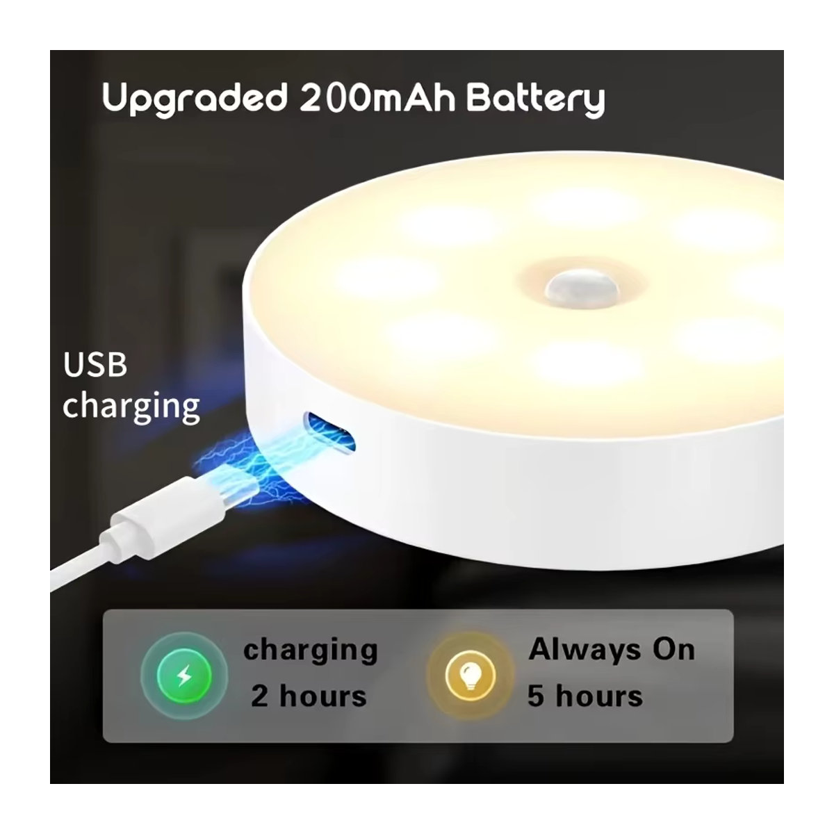 2er-Pack LED Bewegungssensor-Nachtlichter in Weiß mit USB-Steckdose für automatische Beleuchtung an Treppen und Fluren - Bild 3