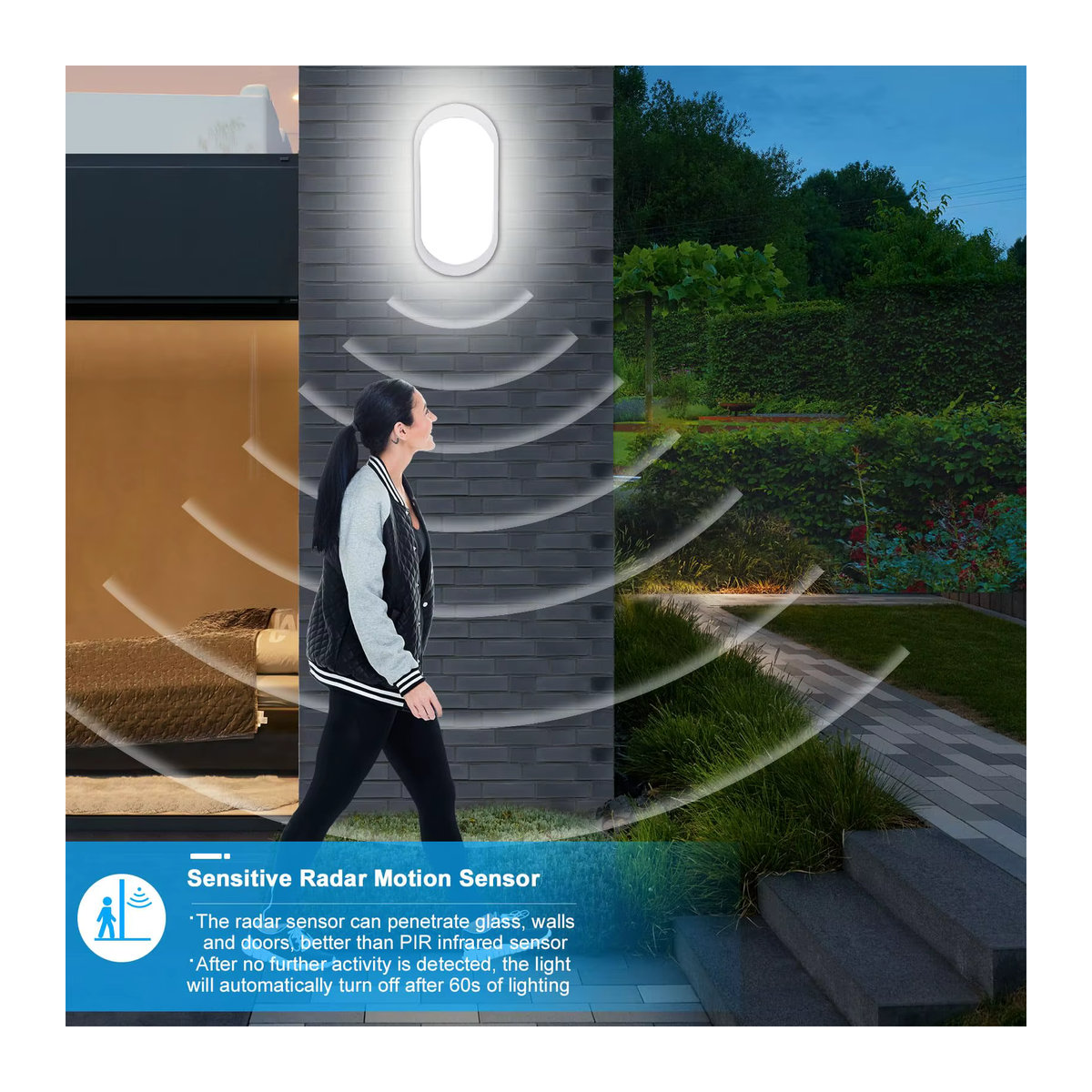 2er-Pack Oraymin LED-Deckenleuchten mit Bewegungs- und Dämmerungssensor, 12W, 1080LM, IP65 Wasserdicht, Weiß - Bild 3