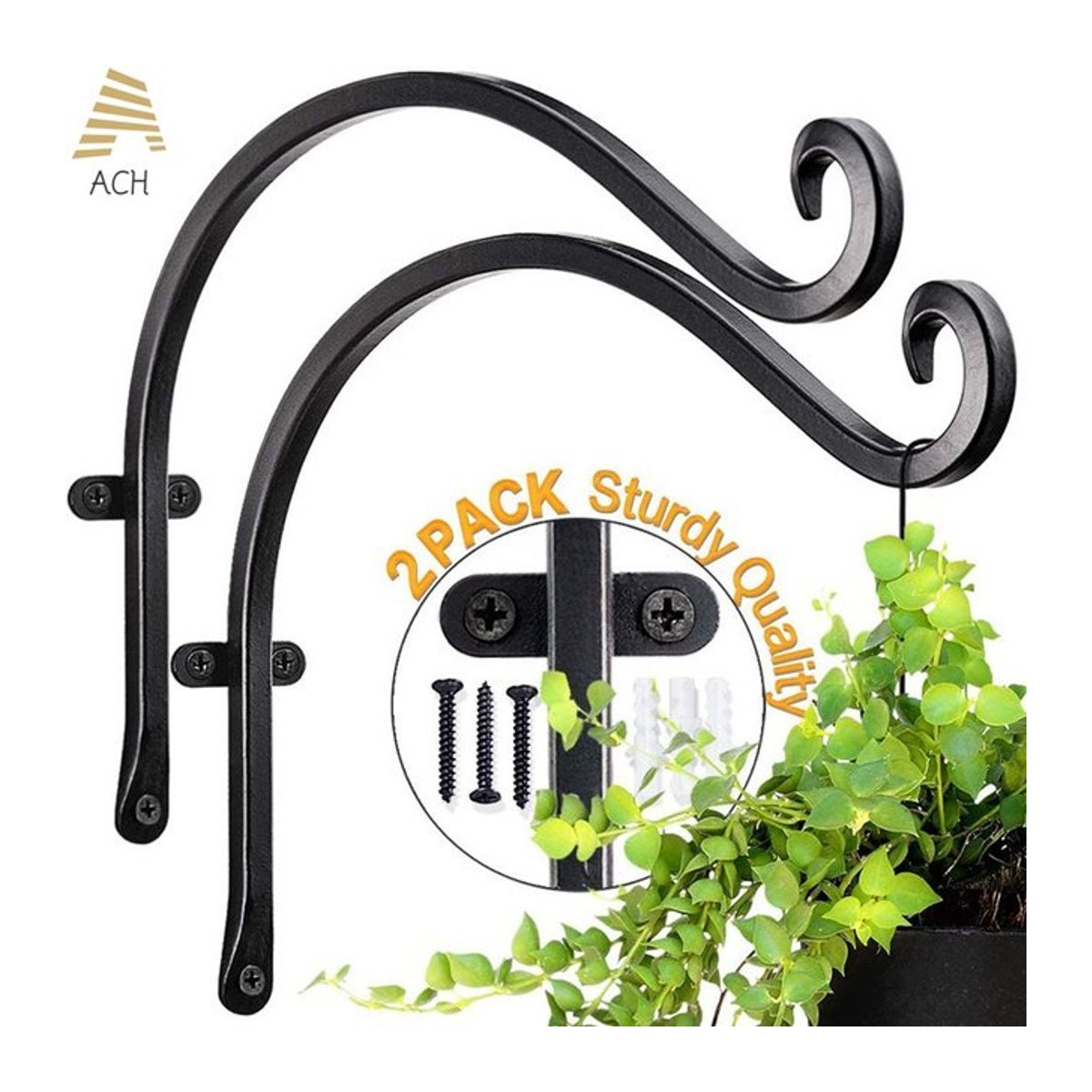 2er-Pack Wandhaken aus Metall für Pflanzen und Dekoration, Wandmontierte Haken in Weiß oder Schwarz, Höhe: 30,48 cm - Bild 1