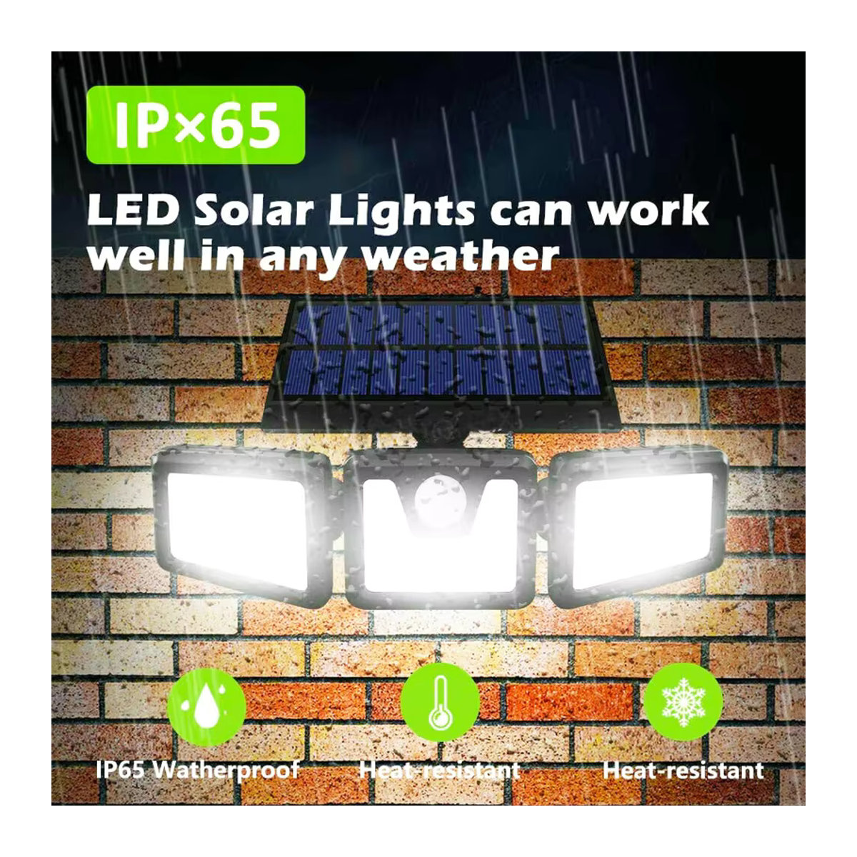 2er Pack ZTree Solarleuchten Outdoor mit 3 LED-Köpfen, Bewegungssensor und IP65 Wasserdichtigkeit, Schwarz, Modernes Design - Bild 2