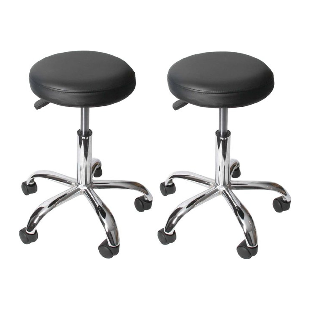 2er-Set Arbeitshocker MCW-E47 Kosmetikhocker aus Kunstleder mit Rollen in Schwarz - Bild 1