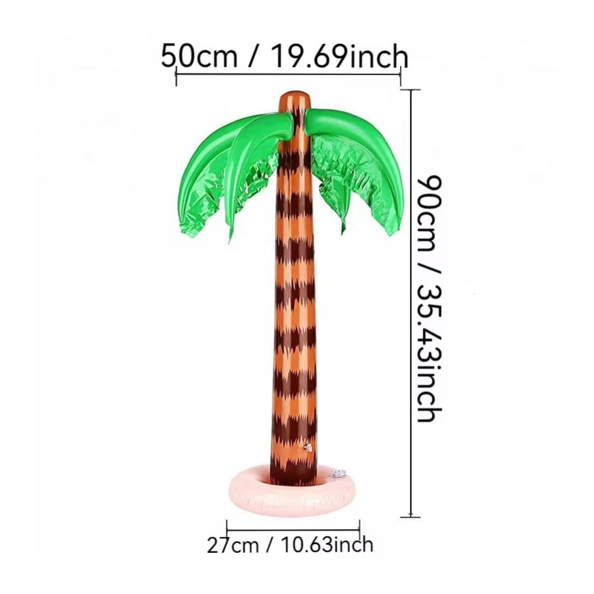 2er-Set Aufblasbare Kokospalmen aus PVC für Outdoor, Strand und Pool, Grün/Mehrfarbig, Höhe: 90 cm - Bild 1