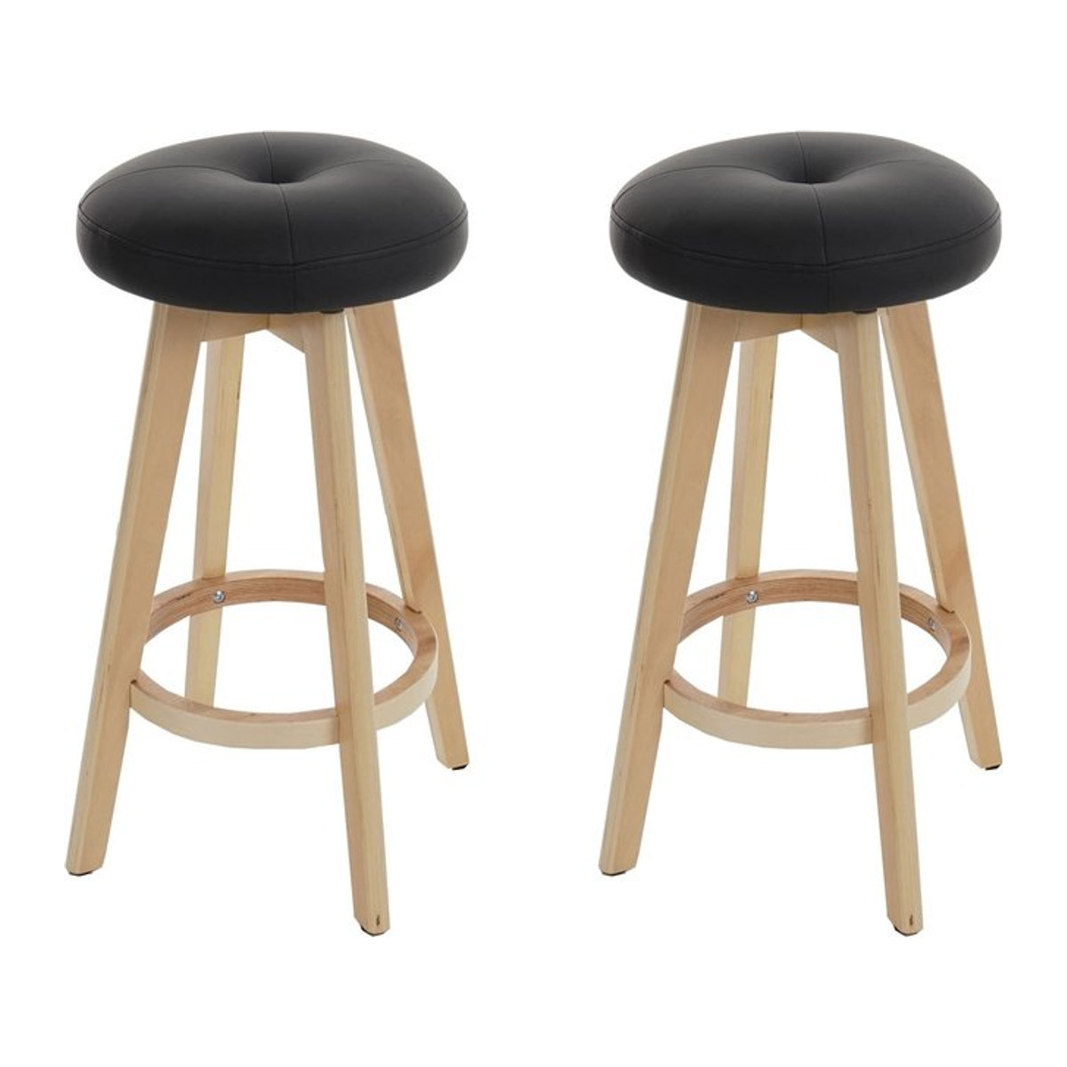 2er-Set Barhocker Boras von MCW, drehbare Tresenhocker im skandinavischen Design aus Kunstleder und Holz, Schwarz/Weiß - Bild 1