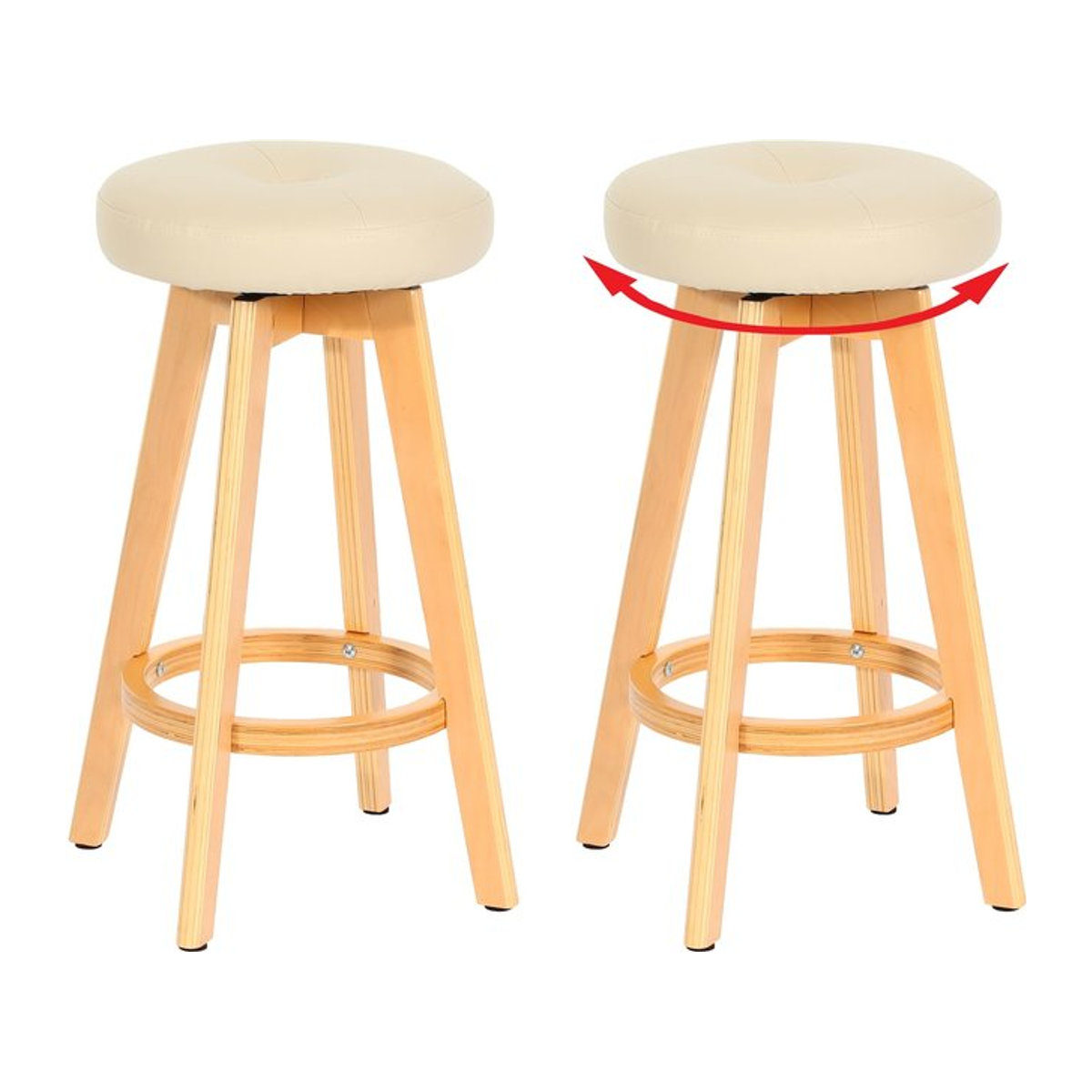 2er-Set Barhocker Boras von MCW in Beige, drehbar aus Holz und Kunstleder im skandinavischen Design - Bild 1