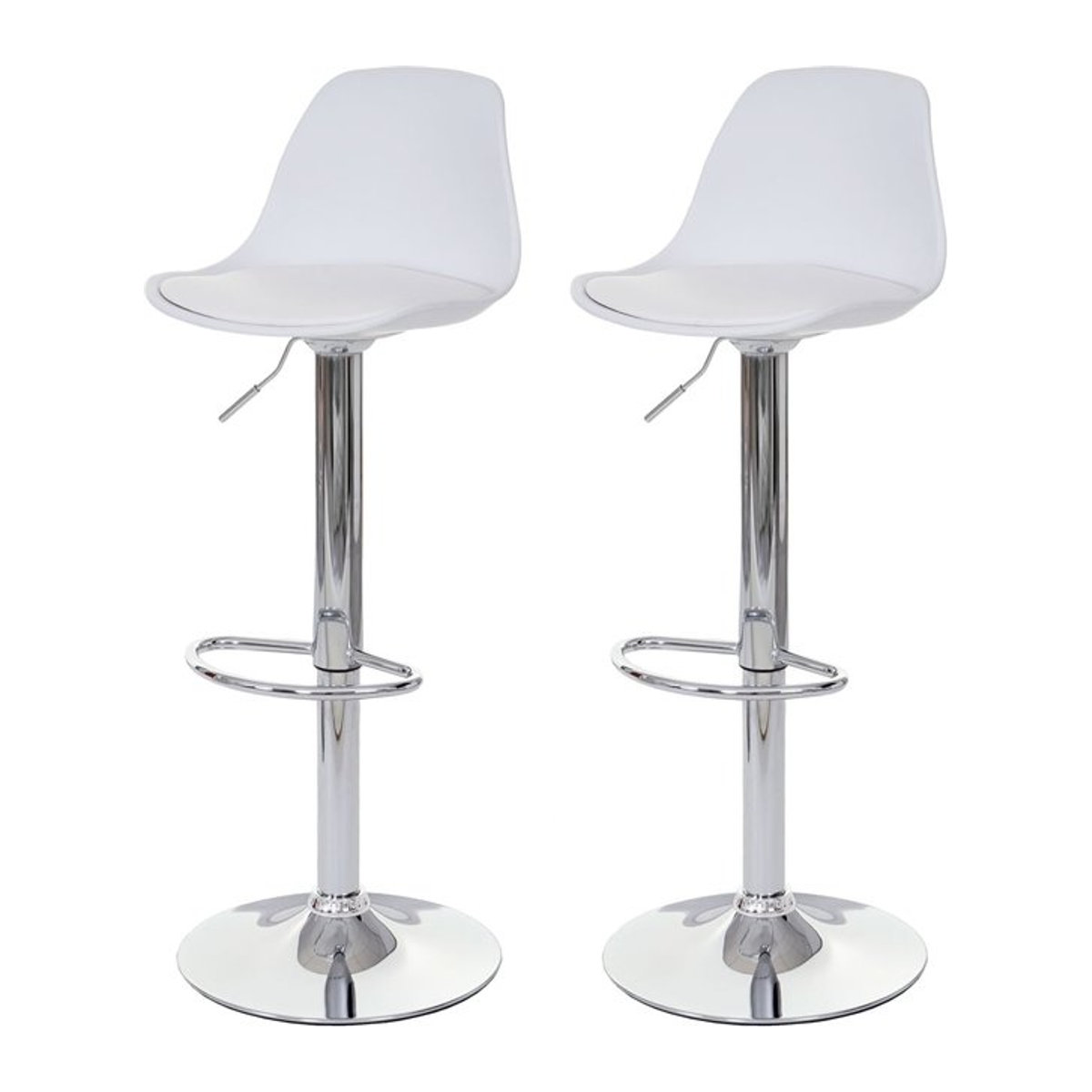2er-Set Barhocker MCW-B14 aus Kunstleder in Weiß mit Chrom-Elementen - Bild 1