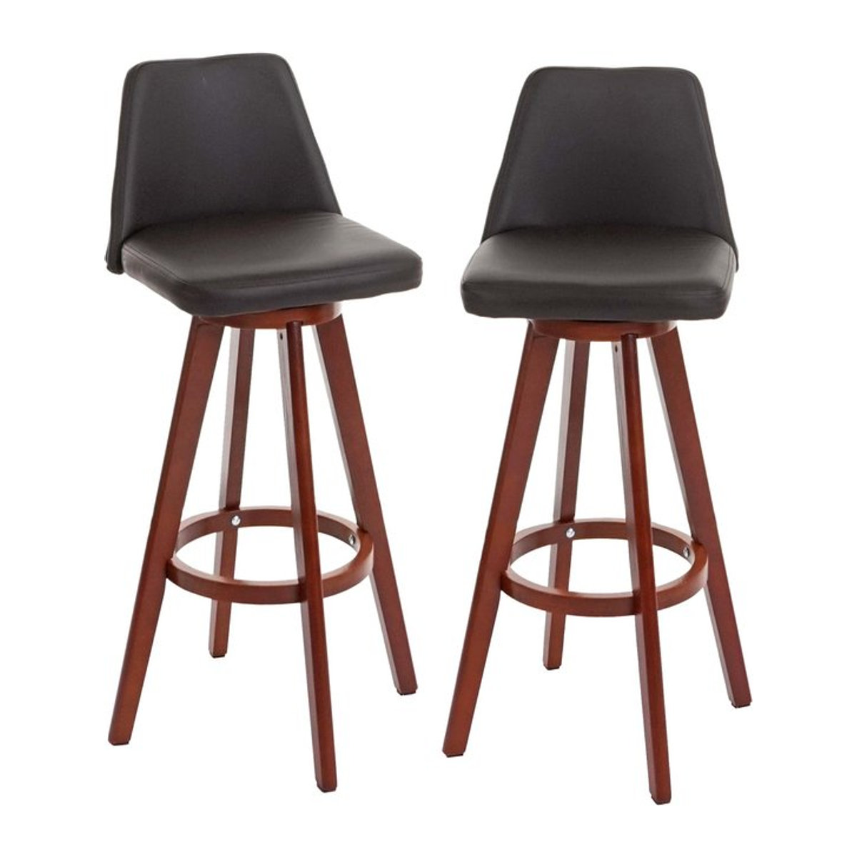 2er-Set Barhocker MCW-C43 aus Holz und Kunstleder in Braun, drehbar und modern - Bild 1