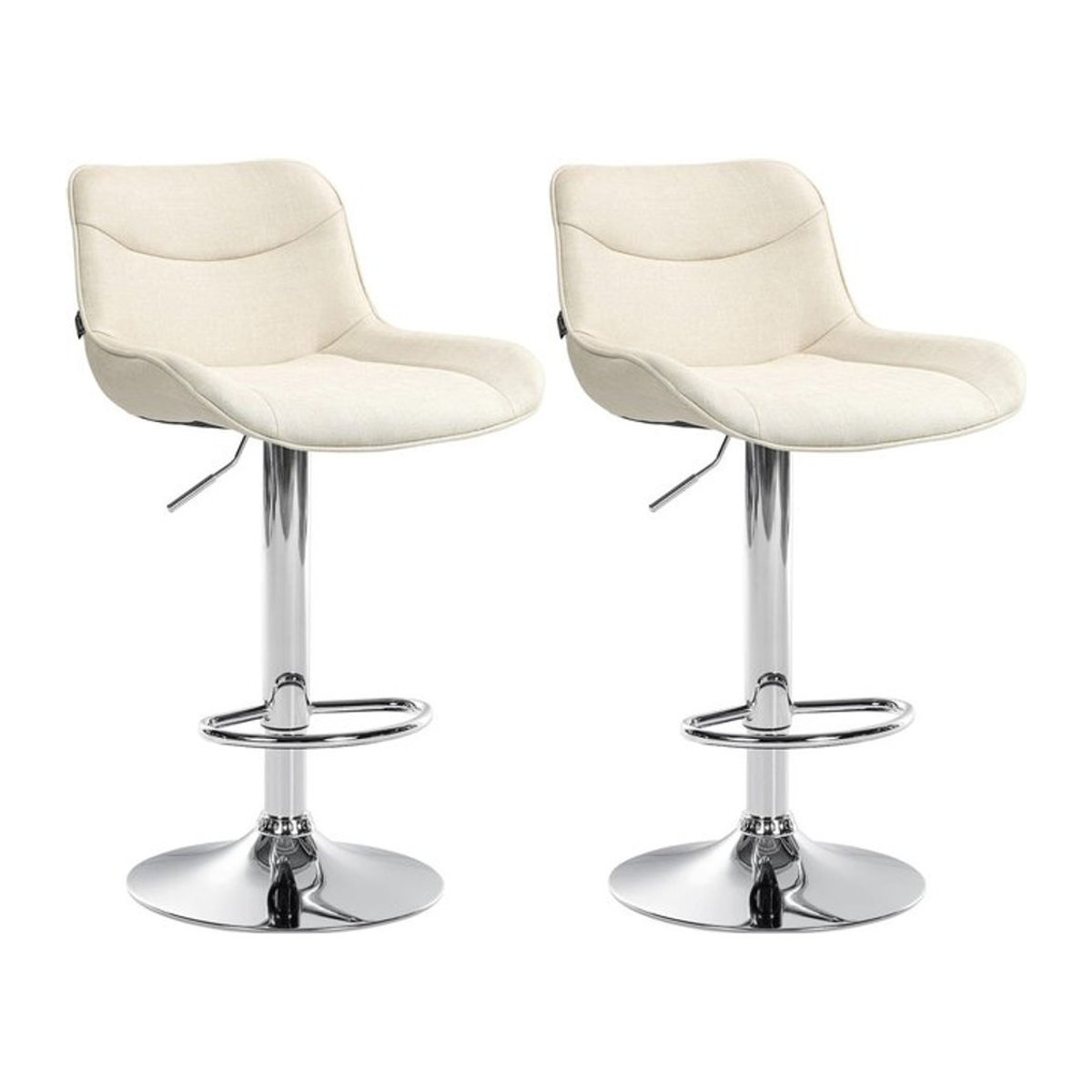 2er Set Barhocker Vonore Modern aus Stoff in Beige mit Chromgestell - Bild 1