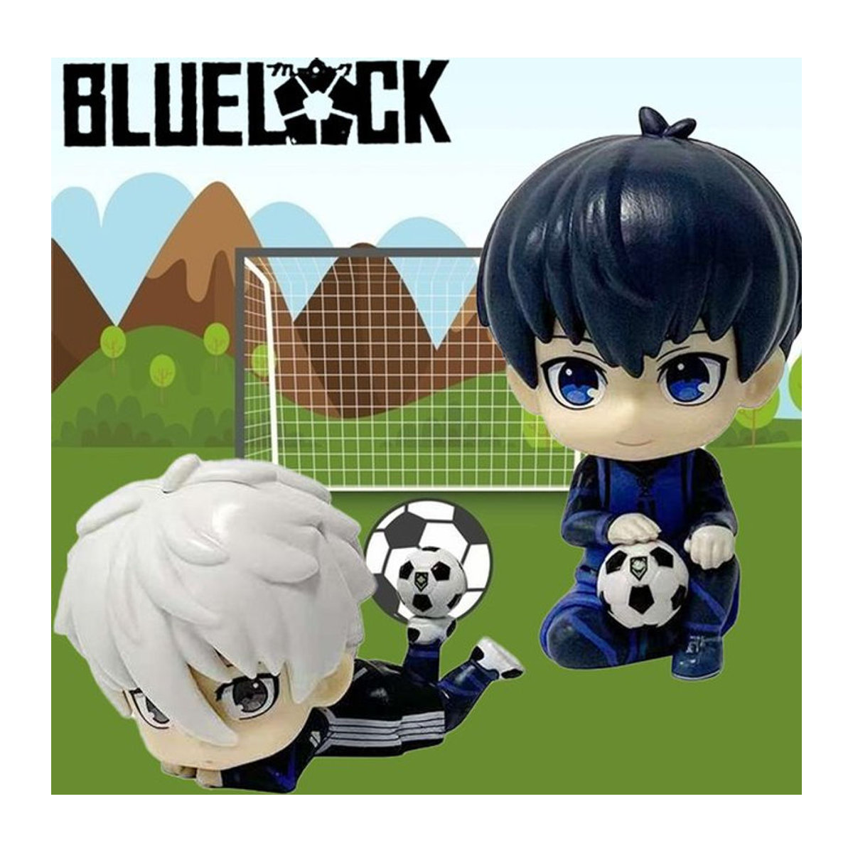 2er-Set Blue Lock Anime Figuren Q-Version Nagi Seishiro und Isagi Yoichi aus Kunststoff, mehrfarbig - Bild 1