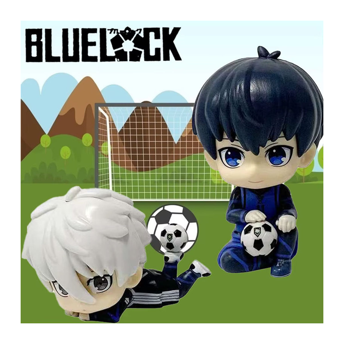 2er-Set Blue Lock Anime Figuren Q-Version Nagi Seishiro und Isagi Yoichi aus Kunststoff, mehrfarbig - Bild 5