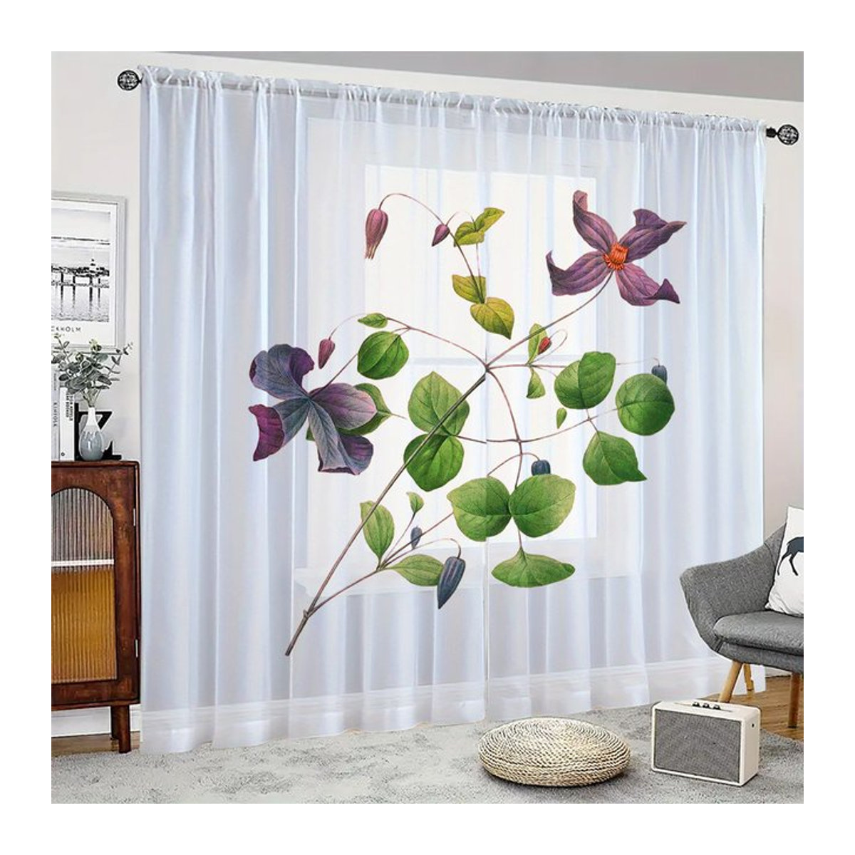 2er-Set bunte Blätter im HD-Digitaldruck als transparente Fenstergardinen für dein Zuhause in Mehrfarbig - Bild 1