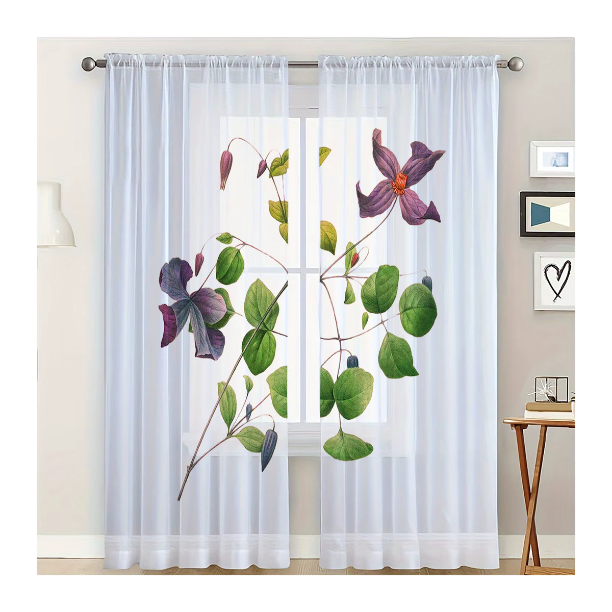 2er-Set bunte Blätter im HD-Digitaldruck als transparente Fenstergardinen für dein Zuhause in Mehrfarbig - Bild 2