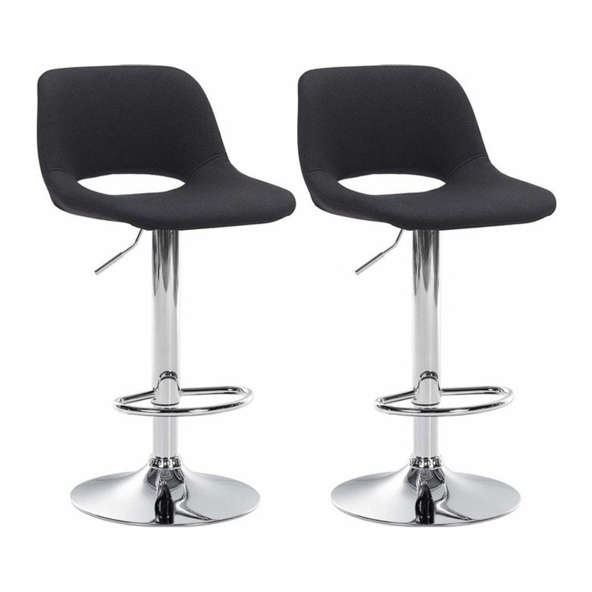 2er Set CLP Barhocker Camden Modern in Schwarz mit Stoff-Bezug und Chrom-Gestell - Bild 1