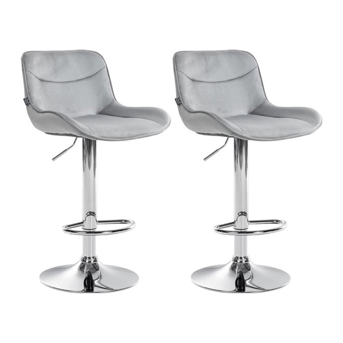 2er Set CLP Barhocker Vonore Modern aus Samt in Grau mit Chrom Metallgestell - Bild 1