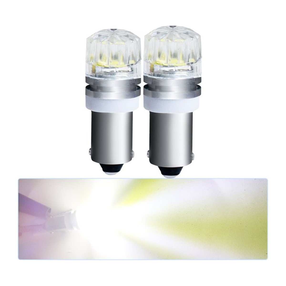 2er-Set cnsunnylight LED Leuchtmittel BA9S in Weiß für Auto Blinker Bremslicht Rückfahrlicht und Innenraum 12V/24V - Bild 1