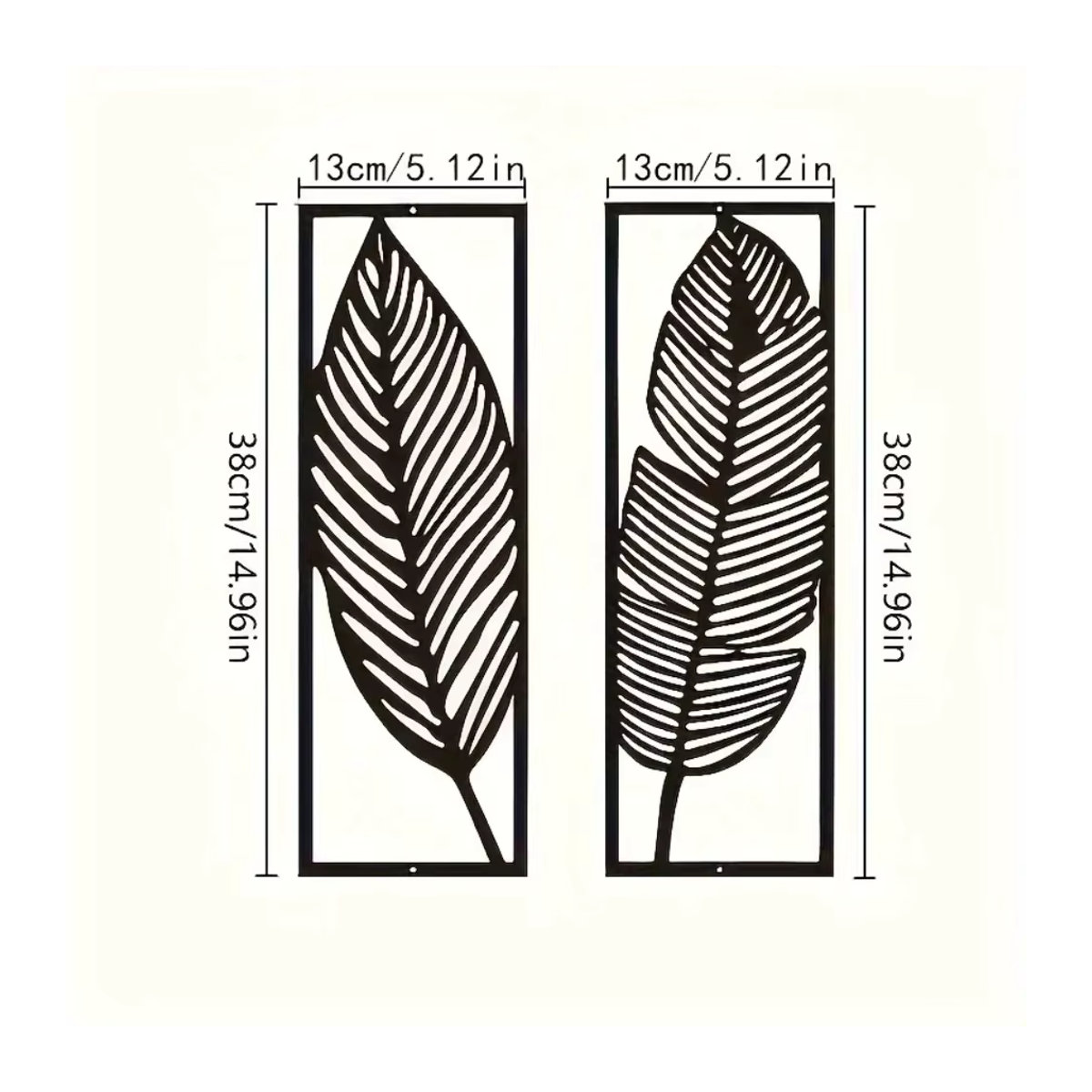 2er-Set dekorative Metallblätter von CIFBUY in Schwarz, minimalistische florale Wandkunst zur Wanddekoration - Bild 2