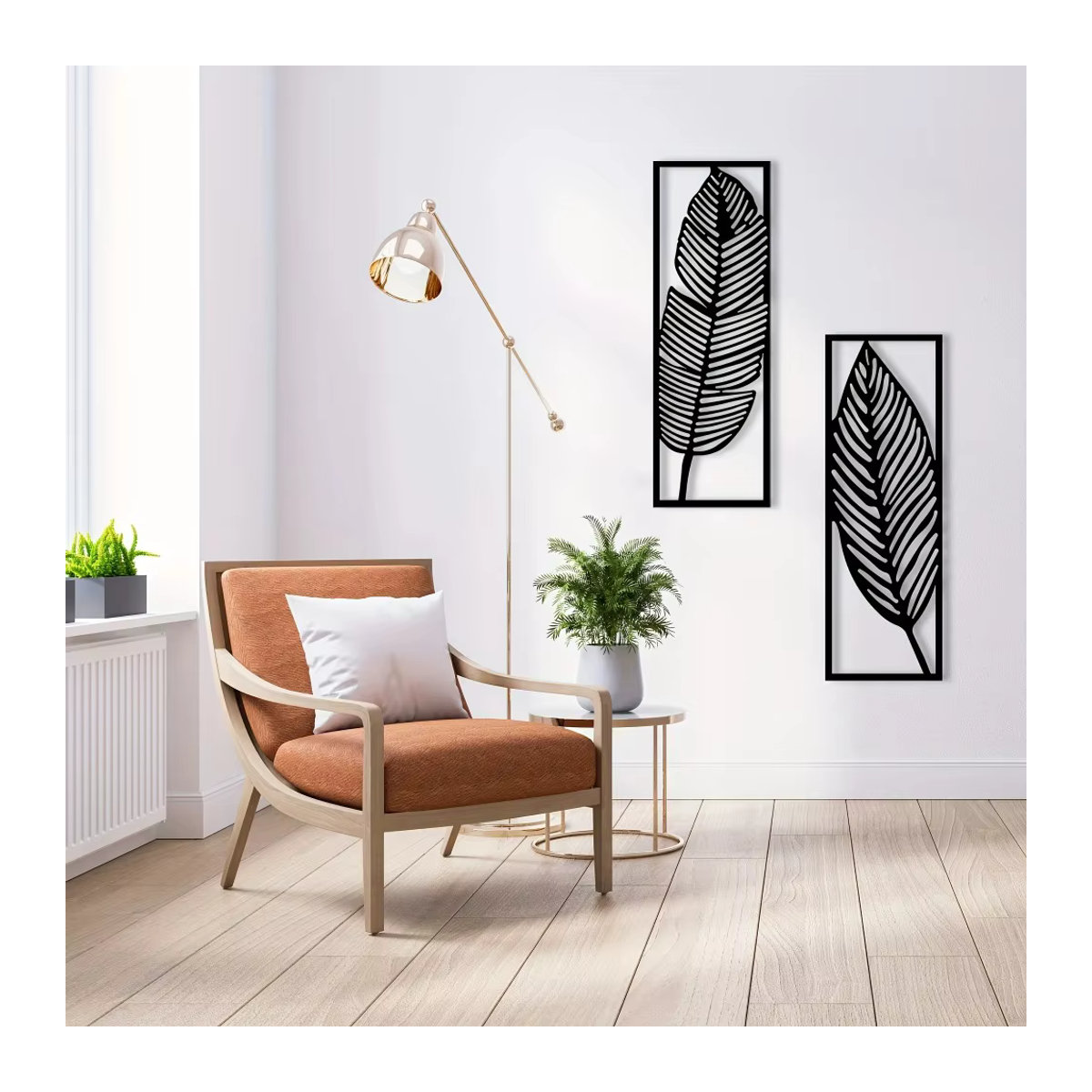 2er-Set dekorative Metallblätter von CIFBUY in Schwarz, minimalistische florale Wandkunst zur Wanddekoration - Bild 3