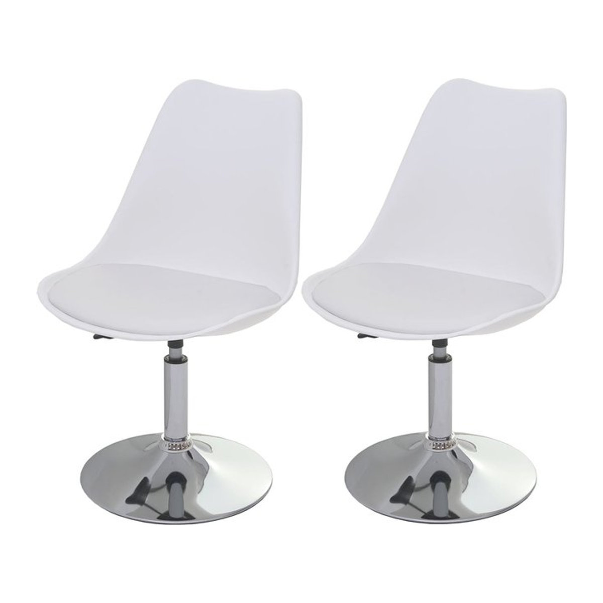 2er-Set Drehstühle Vaasa T501 von MCW in Weiß, höhenverstellbare Küchenstühle im Retro-Modern-Design aus Kunstleder - Bild 1
