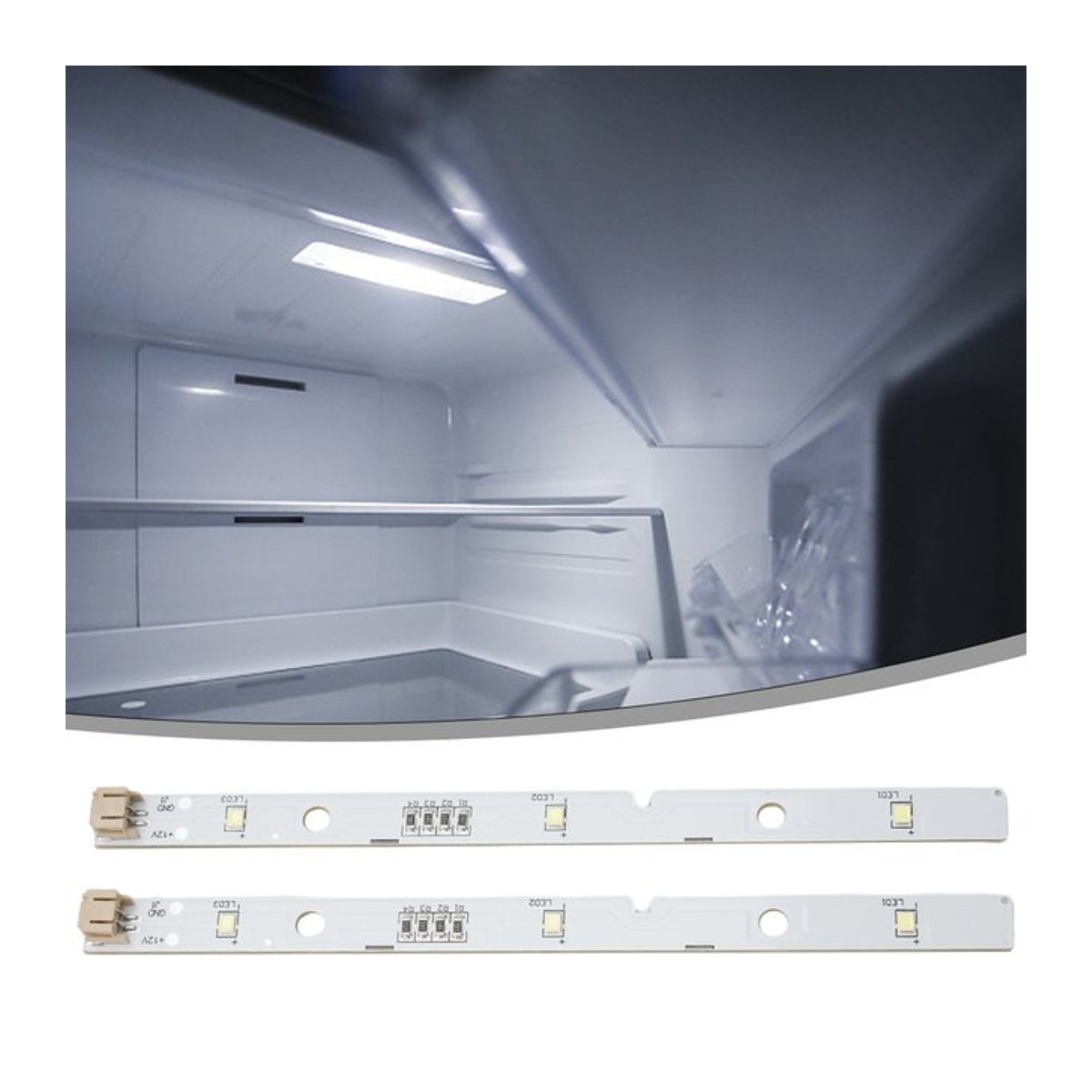 2er-Set Ersatz-LED-Kühlschrankleuchten für Hisense, Farbe: Weiß, Länge: 16 cm - Bild 1