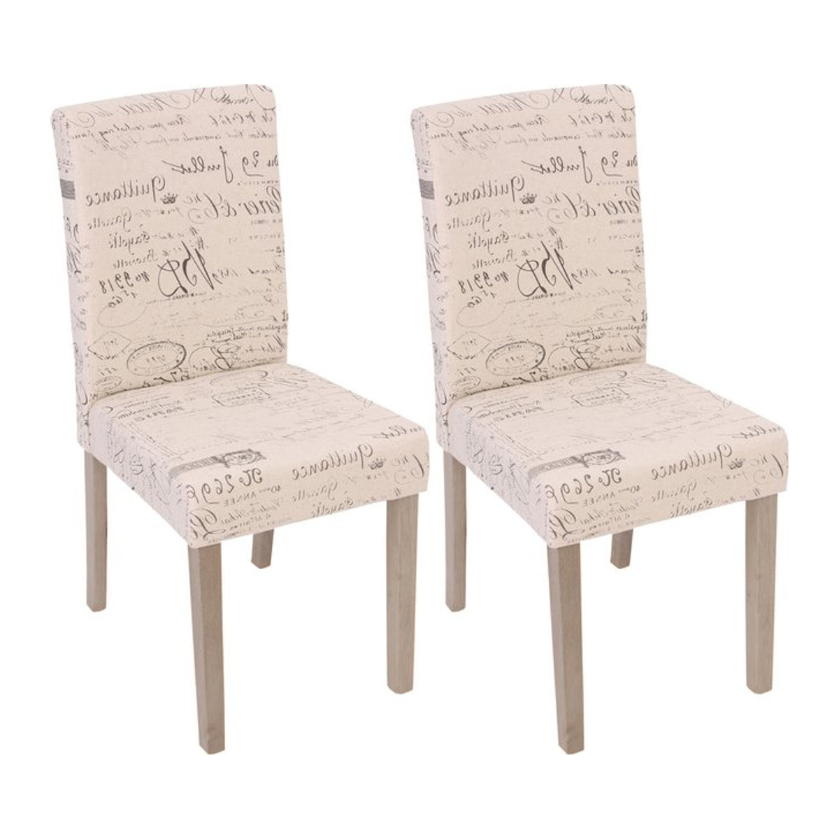 2er-Set Esszimmerstühle Littau von MCW in Creme mit Textilbezug und Eiche Natur Beinen im Landhausstil - Bild 1