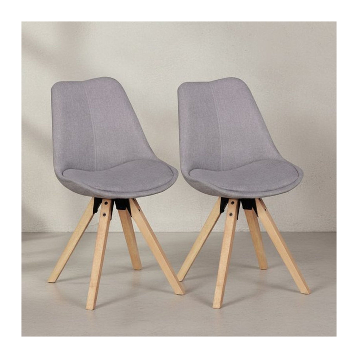2er Set Esszimmerstühle LUND von KADIMA DESIGN in Grau mit Stoffbezug und Holzbeinen im skandinavischen Design - Bild 1