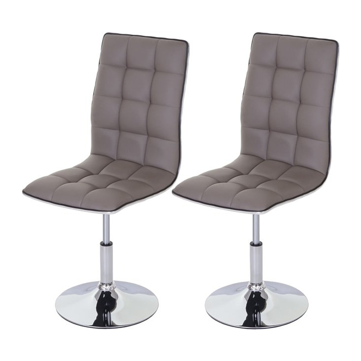 2er-Set Esszimmerstühle MCW-C41 in Taupe-Grau aus Kunstleder mit Metallgestell, Modernes Design - Bild 1
