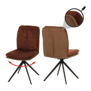 2er-Set Esszimmerstühle MCW-M68 Modern, drehbare Küchenstühle aus Metall und Stoff in Braun