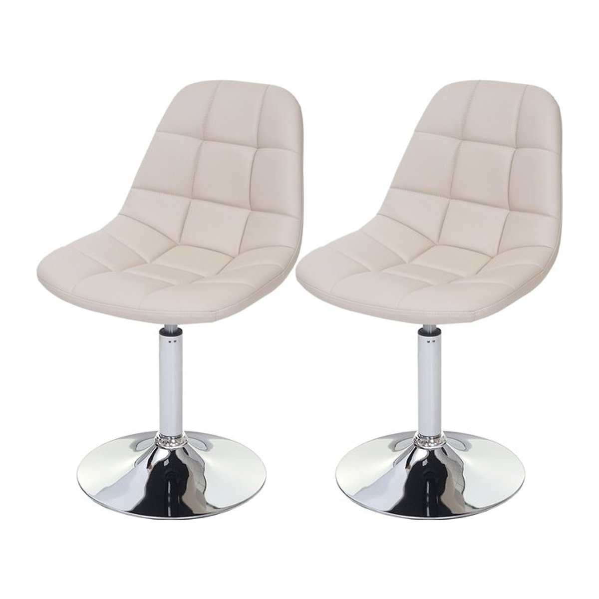 2er-Set Esszimmerstühle MCW MCW-A60 Drehstühle aus Kunstleder in Creme und Beige mit Chromgestell - Bild 1