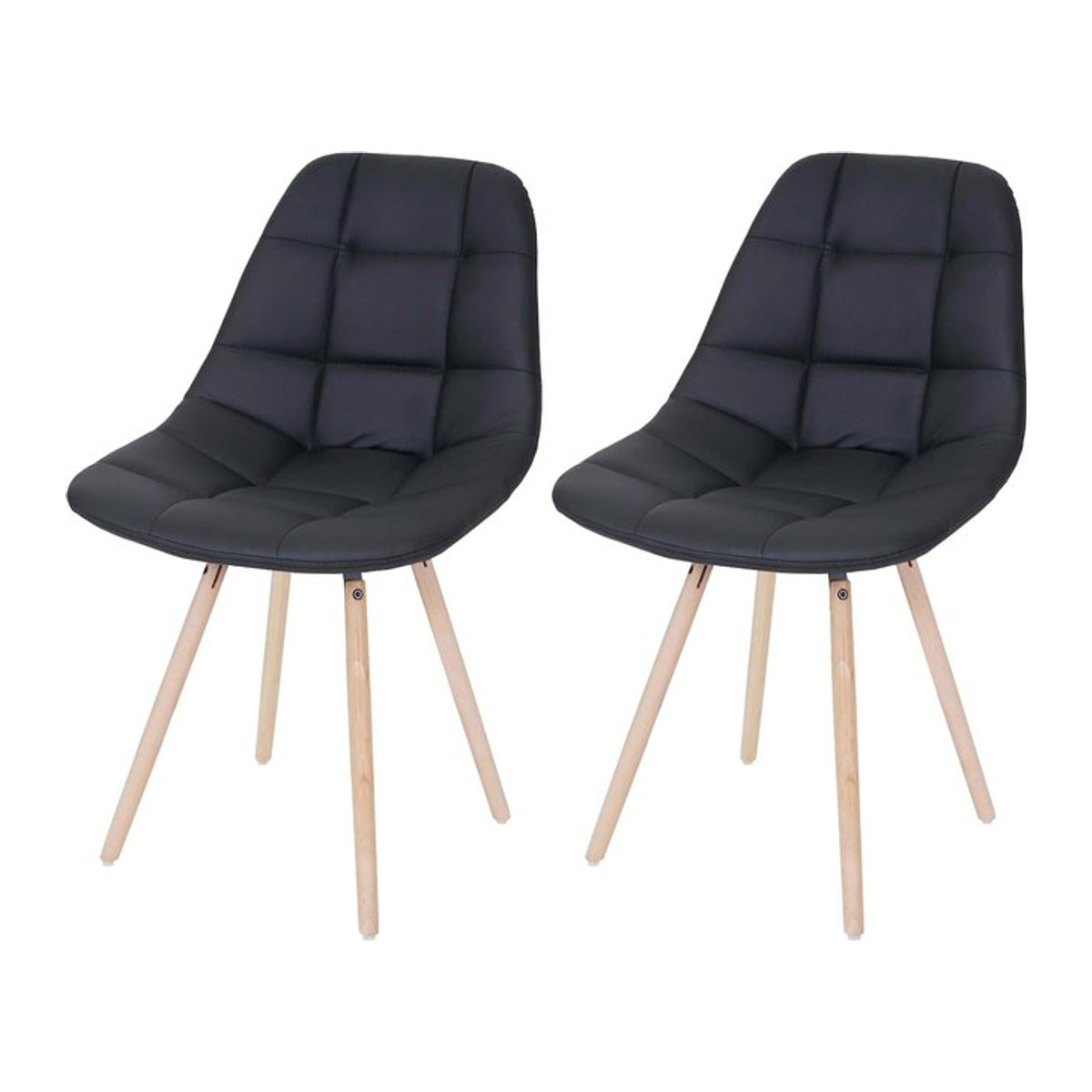 2er-Set Esszimmerstühle MCW MCW-A60 II im Retro 50er Jahre Design aus Kunstleder und Holz in Schwarz - Bild 1