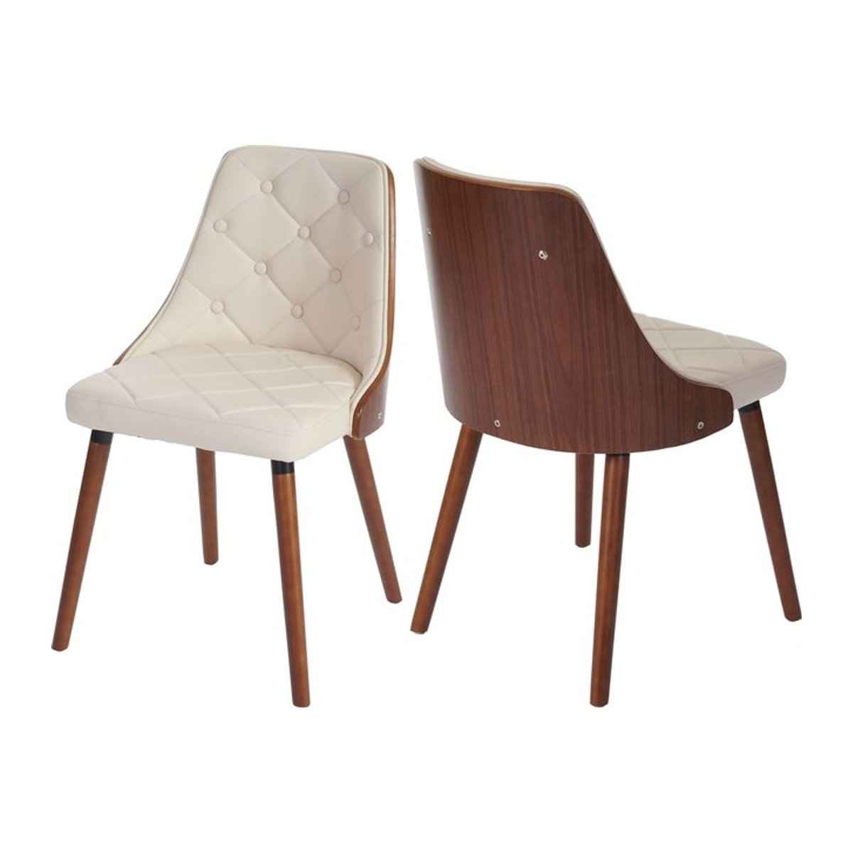 2er-Set Esszimmerstühle MCW MCW-A75 Bugholz in Walnuss-Optik mit Kunstleder in Creme - Bild 1