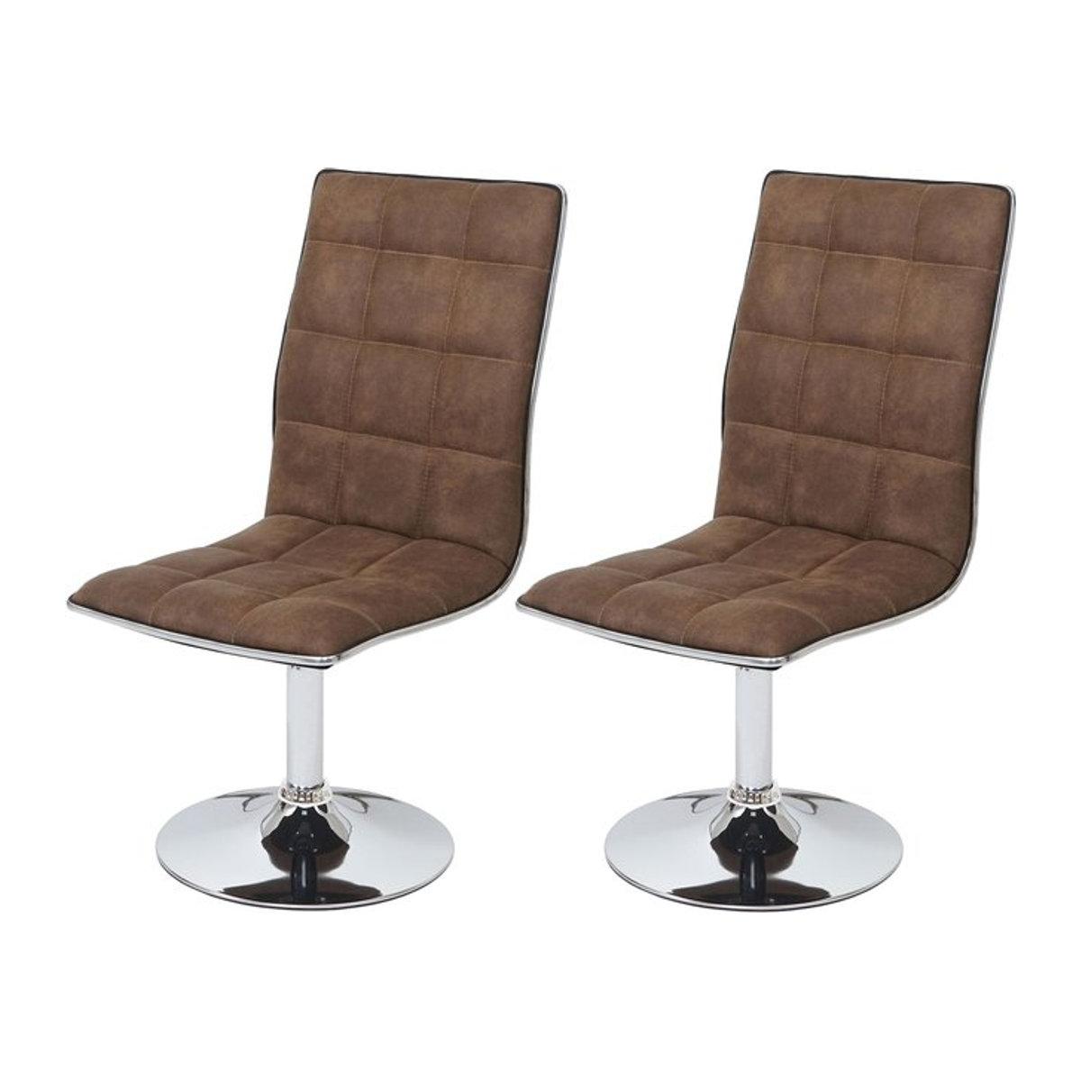 2er-Set Esszimmerstühle MCW MCW-C41 höhenverstellbar und drehbar in Vintage Braun mit Textilbezug - Bild 1