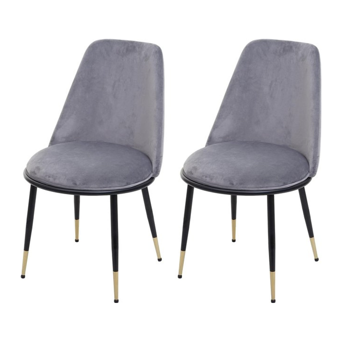 2er-Set Esszimmerstühle MCW Modern aus Samt in Grau mit schwarzen Metallbeinen - Bild 1